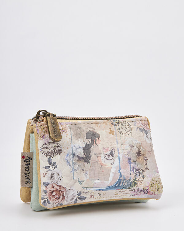 Sweet Candy Γυναικείο Mini Πορτοφόλι με Floral Σχέδιο & Τριπλό Φερμουάρ – Floral Whisper