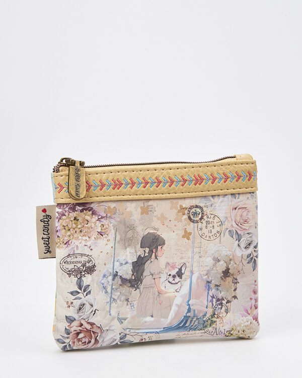 Sweet Candy Γυναικείο Mini Πορτοφόλι με Floral Σχέδιο & Διπλό Φερμουάρ – Floral Whisper