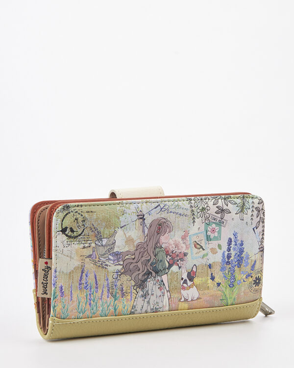 Sweet Candy Γυναικείο Πορτοφόλι με Μοτίβο Λεβάντα και Organizer Design – Lavender Walk