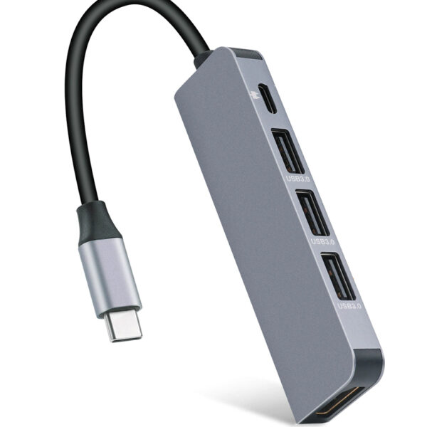 POWERTECH docking station CAB-UC045, 5 θυρών, USB-C σύνδεση, 4K, ασημί