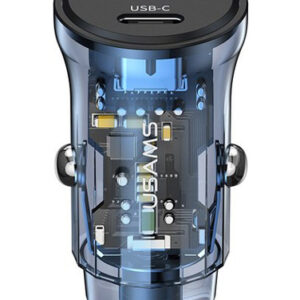 USAMS φορτιστής αυτοκινήτου US-CC164, USB & USB-C, 30W, μπλε