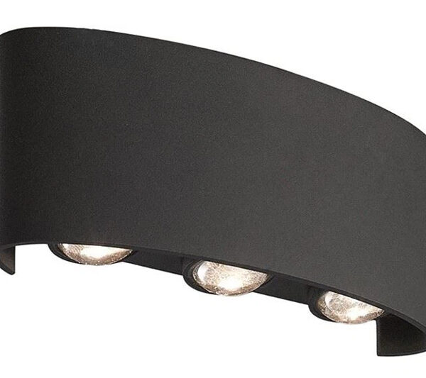 POWERTECH LED φωτιστικό τοίχου HLL-0161, 6W, 4000K, 480lm, IP65, μαύρο