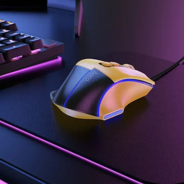 HOCO GM31 gaming ενσύρματο ποντίκι, USB-A, 3600DPI, μαύρο-κίτρινο