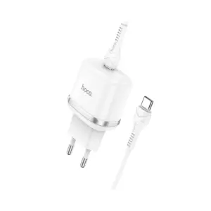 HOCO N63 φορτιστής ταξιδίου USB A + Type C + καλώδιο Type C σε Type C PD QC3.0, 3A, 30W, μαύρο