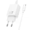 HOCO N63 φορτιστής ταξιδίου USB A + Type C + καλώδιο Type C σε Type C PD QC3.0, 3A, 30W, λευκό