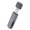 Hoco HB45 card reader 2 σε 1, USB-A 2.0, γκρι