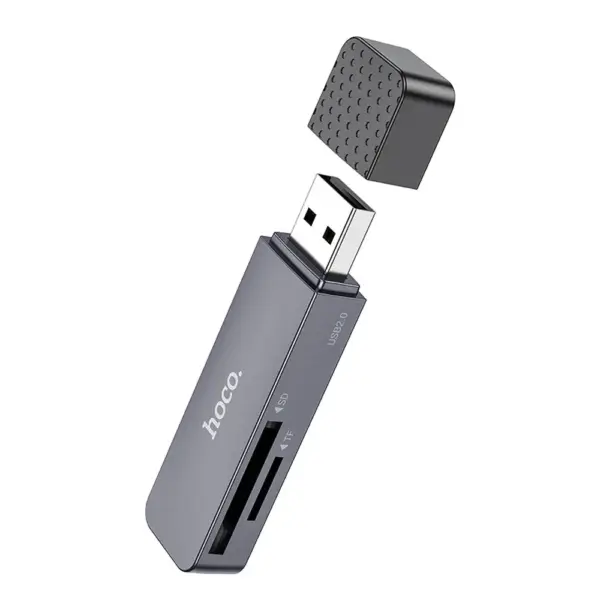 Hoco HB45 card reader 2 σε 1, USB-A 2.0, γκρι