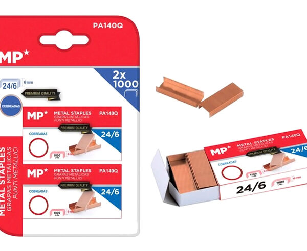 MP ανταλλακτικά συρραπτικού 24/6 PA140Q, copper plated, 2x 1000τμχ