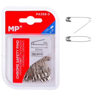 MP παραμάνες PA358-3, μεταλλικές, 32mm, ασημί, 50τμχ