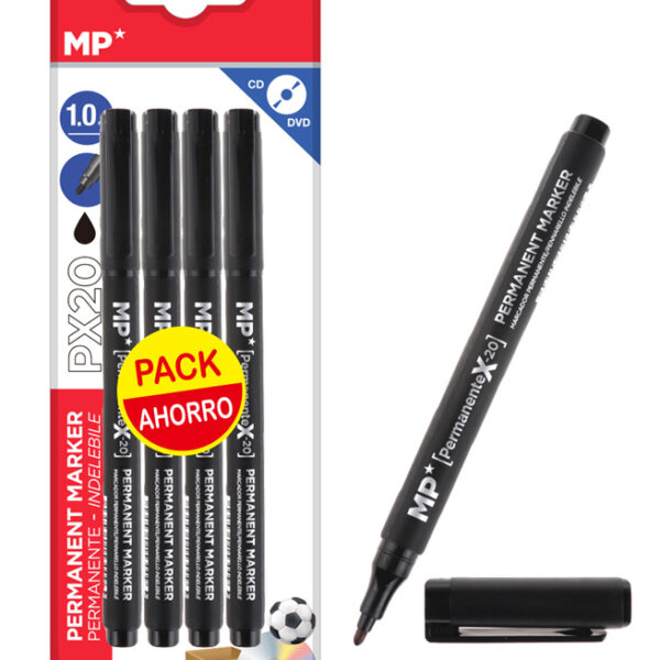 MP ανεξίτηλος μαρκαδόρος PE420-4 για CD-DVD, 1mm, μαύρος, 4τμχ