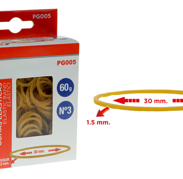 MP λαστιχάκια συσκευασίας PG005 σε κουτί, No3, 1.5x30mm, 60g