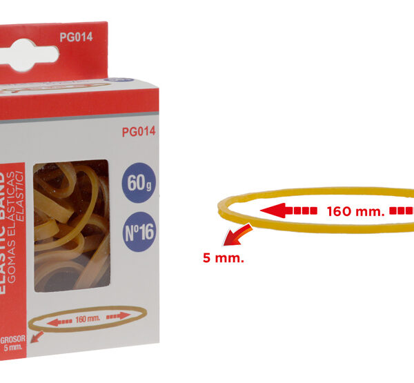 MP λαστιχάκια συσκευασίας PG014 σε κουτί, No16, 5x160mm, 60g
