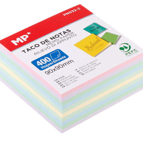 MP χαρτάκια σημειώσεων PN032-2, 90x90mm, 400τμχ, χρωματιστά