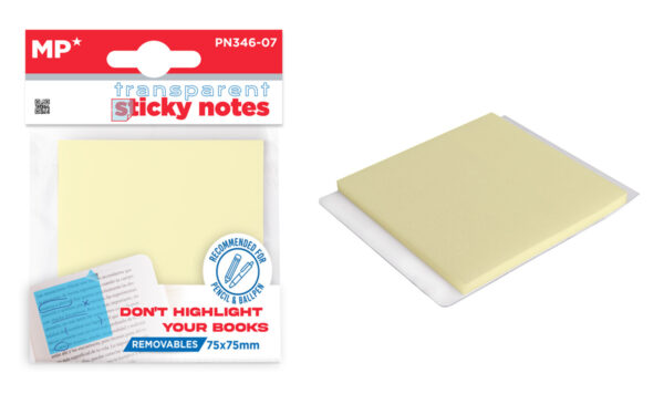 MP αυτοκόλλητα χαρτάκια σημειώσεων PN346-07, 75x75mm, διάφανα, 50τμχ