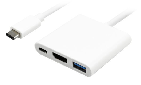POWERTECH docking station PTH-038, 3 θυρών, USB-C σύνδεση, 4K, λευκό
