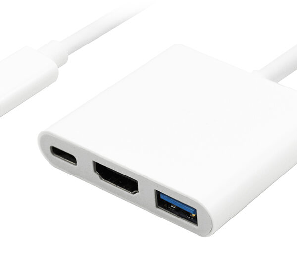 POWERTECH docking station PTH-038, 3 θυρών, USB-C σύνδεση, 4K, λευκό