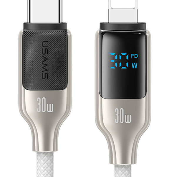 USAMS καλώδιο Lightning σε USB-C SJ741, 30W, 480Mbps, 1.2m, λευκό