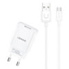 USAMS φορτιστής τοίχου T21OCMC01 με καλώδιο Micro USB, USB 2.1A, λευκός