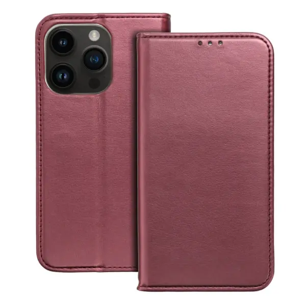 TechWave Smart Leather case for iPhone 14 Pro Max burgundy