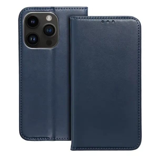 TechWave Smart Leather case for iPhone 14 Pro navy blue