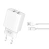 XO CE02C Φορτιστής τοίχου 2x USB 2,1A λευκό + καλώδιο microUSB