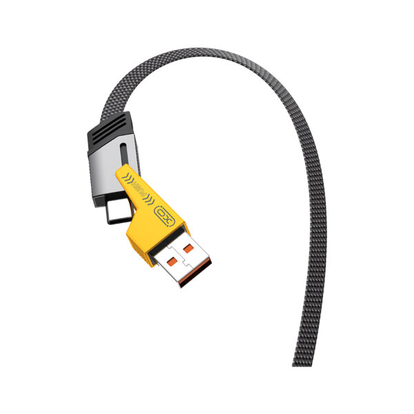 XO NB283 καλώδιο 4σε1, USB-C σε Lightning + USB-C σε USB-A, 60W, 1μ, γκρι
