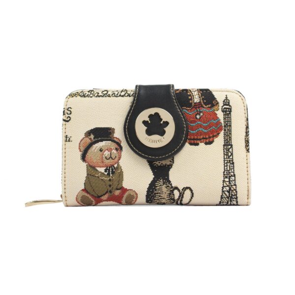 Πορτοφόλι Μεσαίο Με Κουμπί Paris Bear Henney Bear