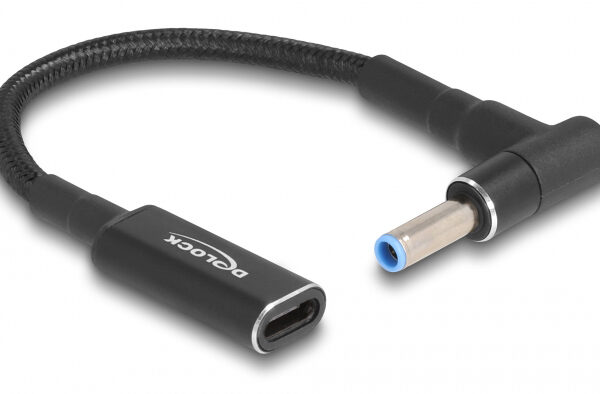 DELOCK καλώδιο τροφοδοσίας 60031, USB-C σε HP 4.5x3.0mm, 15cm, μαύρο
