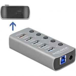 DELOCK HDMI splitter 18652 με downscaler πλήκτρο, 4 σε 1, 4K/60Hz, μαύρο