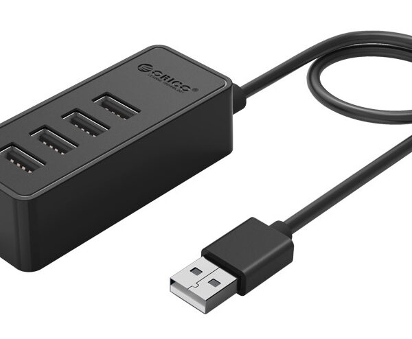 ORICO USB hub W5P-U2, 4x θυρών, USB 2.0, 480Mbps, USB σύνδεση, 1m καλώδιο, μαύρο