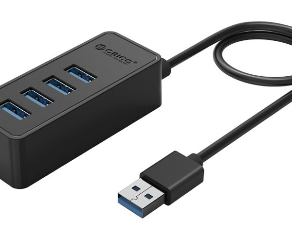 ORICO USB hub W5P-U3, 4x θυρών, USB 3.0, 5Gbps, USB σύνδεση, 1m καλώδιο, μαύρο