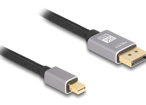 DELOCK καλώδιο mini DisplayPort σε DisplayPort 81091, 8K/60Hz, 32.4 Gbps, 1m, μαύρο