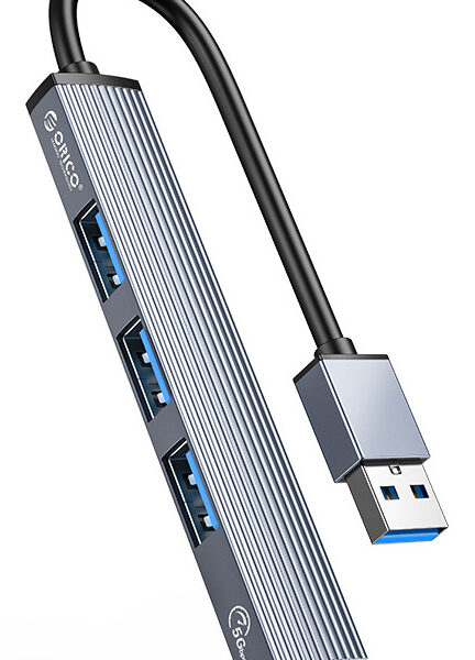 ORICO USB hub AH-A13, 4x θυρών, USB 3.0, 5Gbps, USB σύνδεση, γκρι