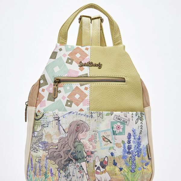 Sweet Candy Γυναικείο Backpack με Ρομαντικό Κορίτσι & Ανθοσυνθέσεις – Vintage Story