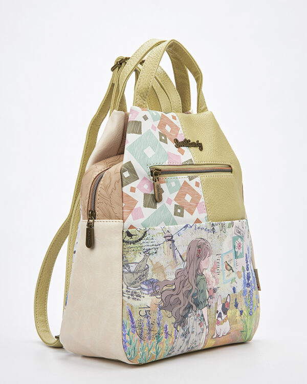Sweet Candy Γυναικείο Backpack με Ρομαντικό Κορίτσι & Ανθοσυνθέσεις – Vintage Story