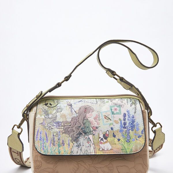 Sweet Candy Crossbody με Μοτίβο Λεβάντα και Ρετρό Στυλ – Lavender Walk