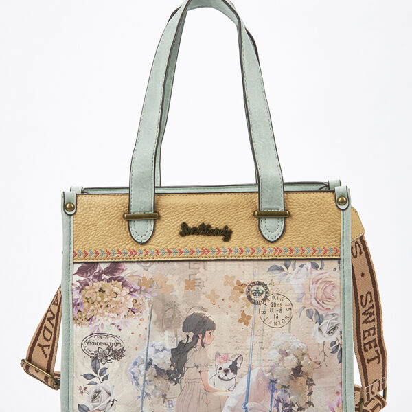 Sweet Candy Τσάντα  Ώμου-Χιαστί με Ρετρό Λουλουδένιο Pattern – Floral Whisper