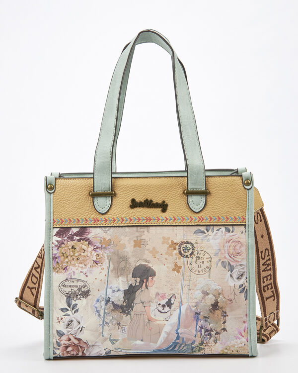 Sweet Candy Τσάντα  Ώμου-Χιαστί με Ρετρό Λουλουδένιο Pattern – Floral Whisper