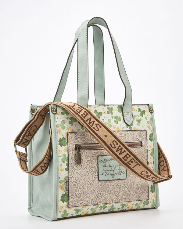 Sweet Candy Τσάντα  Ώμου-Χιαστί με Ρετρό Λουλουδένιο Pattern – Floral Whisper