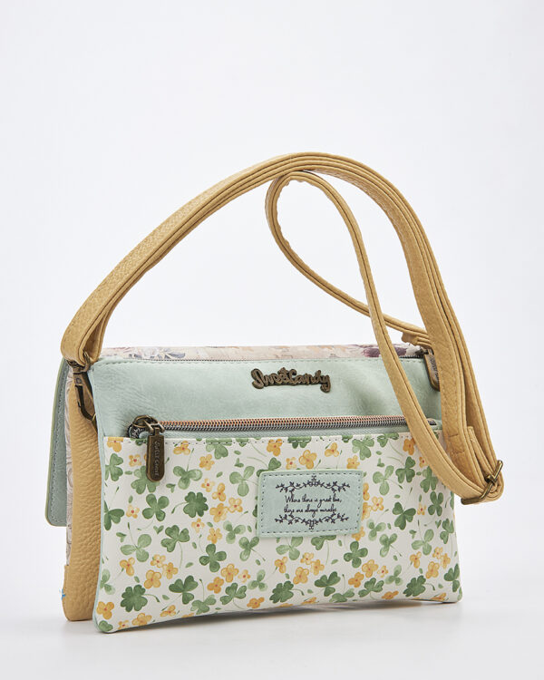Sweet Candy Τσάντα Χιαστί με Vintage Floral Pattern και Κουμπί – Floral Whisper