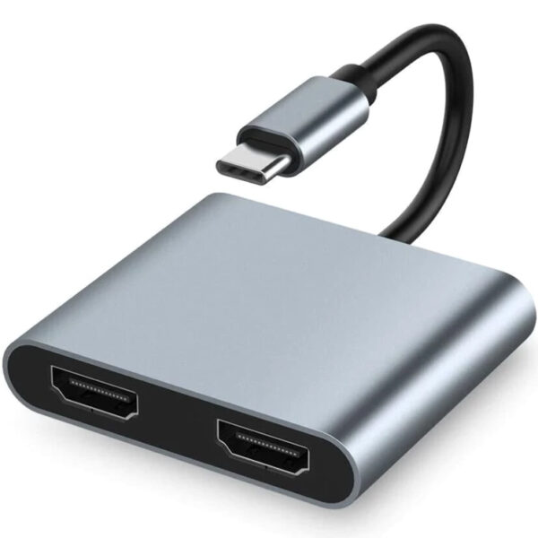 POWERTECH docking station CAB-UC083, 4 θυρών, USB-C, 4K, 100W, γκρι