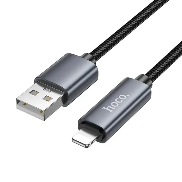 Hoco X112 καλώδιο με οθόνη USB-A σε Lightning 2,4A, 1μ, μαύρο