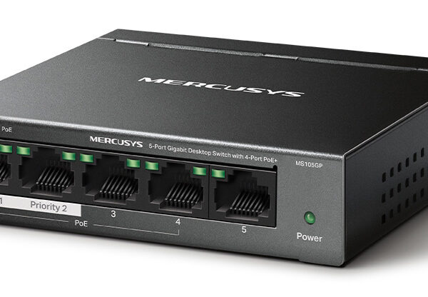 MERCUSYS Desktop Switch MS105GP, 5x 10/100/1000 Mbps, PoE+, Ver. 1.0