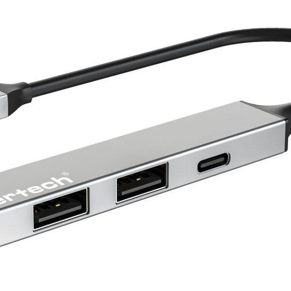 POWERTECH USB hub PT-1413, 4x θυρών, USB 3.2, 5Gbps, USB σύνδεση, γκρι