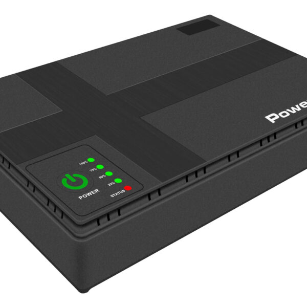 POWERTECH mini DC UPS PT-1435, 36W, 10400mAh, 3x DC, USB/LAN/POE, μαύρο