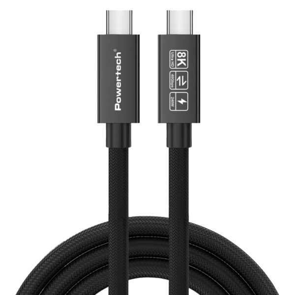 POWERTECH καλώδιο USB-C PTR-0165, USB4, 240W, 40Gbps, 8K/60Hz, 1m, μαύρο