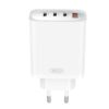 XO CE23 φορτιστής ταξιδίου 3x USB-C + 1x USB + καλώδιο USB-C σε USB-C, PD 65W, λευκό
