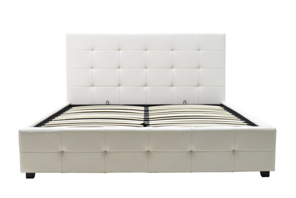 Κρεβάτι Roi pakoworld 160x200 PU λευκό ματ + αποθηκευτικό χώρο