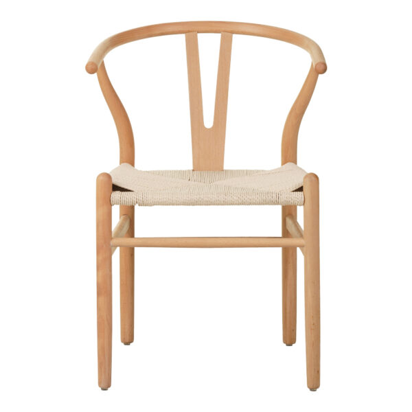 Καρέκλα Wishbone pakoworld rubberwood-σχοινί σε φυσική απόχρωση 60x51x80εκ
