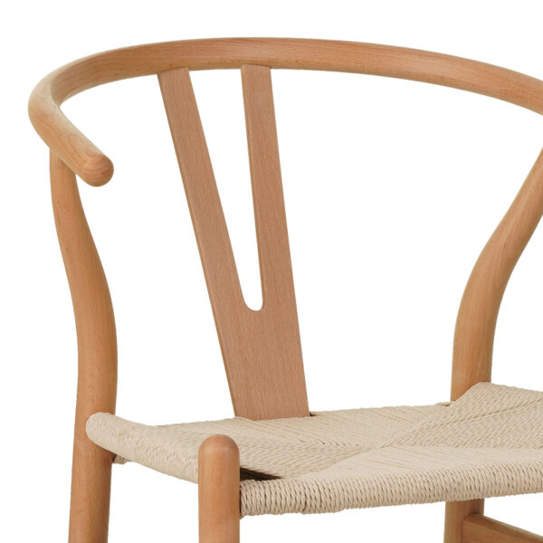 Καρέκλα Wishbone pakoworld rubberwood-σχοινί σε φυσική απόχρωση 60x51x80εκ